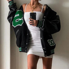 Spring And Autumn Vibe Style Baseball Uniform New Bomber Jacket For Women Fashion Retro Clothes Streetwear Oversized Coat