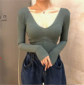 Short coat women's undergarment with casual women's short coat on the inside and outside, showing thin c-neck