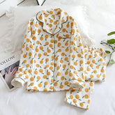 Japanese new style autumn and winter long-sleeved trousers, pure cotton air cotton, warm ladies pajamas, home service sleepwear