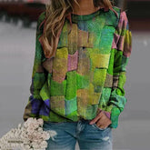 Autumn Elegant Tie Dye Print Guard Women Casual O-Neck Long Sleeve Loose Pullover Tops Ladies Fashion Streetwear Sweatshirts New