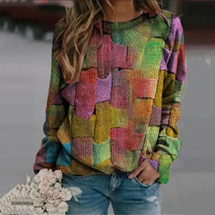 Autumn Elegant Tie Dye Print Guard Women Casual O-Neck Long Sleeve Loose Pullover Tops Ladies Fashion Streetwear Sweatshirts New