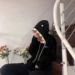 Deeptown Funny Shark Patchwork Hoodies Women Autumn Kawaii Sweatshirt Oversized 2021 Casual Long Sleeve Pullover School Clothes