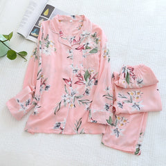 Women's Summer Two-piece Home Suit for Spring and Summer Thin Long-sleeved Viscose Cotton Pants Pajamas Women Summer Cotton Suit