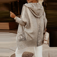 Lizakosht Casual Pocket Loose Hooded Coat Cardigan Women Vintage Leopard Letter Print Trench New Spring Autumn Long Sleeve Female Top