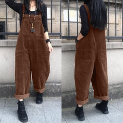 Women's Autumn Overalls Lizakosht 2022 Kaftan Corduroy Jumpsuits Casual Suspender Harem Pants Female Solid Rompers Femme Oversize