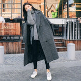 Plaid woolen coat women's mid-length Korean oversized 2021 autumn winter new preppy student loose over-the-knee woolen jackets