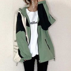 Casual Spring Women Jacket Tops 2022 Korean Janpan Zipper Long Sleeve Outwear Outfits Color Block Female Jackets