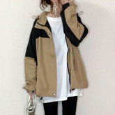 Casual Spring Women Jacket Tops 2022 Korean Janpan Zipper Long Sleeve Outwear Outfits Color Block Female Jackets