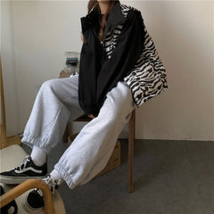 HOUZHOU Harajuku Harem Pants Women Autumn Sports High Waist Joggers Casual Sweatpants Streetwear Korean Fashion Trousers Thick