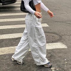 Lizakosht Drawstring Low Waist Baggy Cargo Pants Women Casual Loose Hip Hop Korean Vintage Joggers Oversized Streetwear Y2k