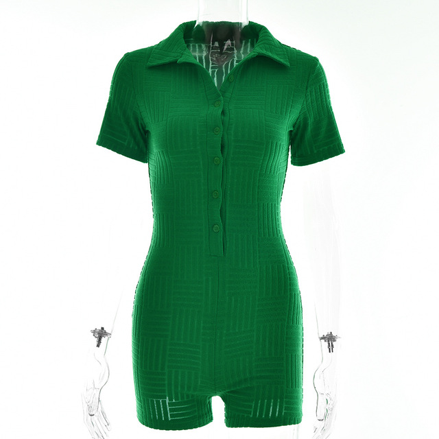 Lizakosht POLO Collar Short Bodysuits Girls Jumpsuit Women's Summer New Solid Color Tight High Waist Jumpsuit Shorts 2022 Fashion Clothes