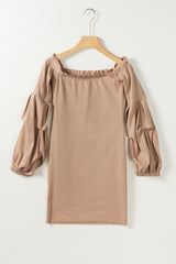 LIZAKOSHT  -  Ruched Off Shoulder Long Sleeve Dress