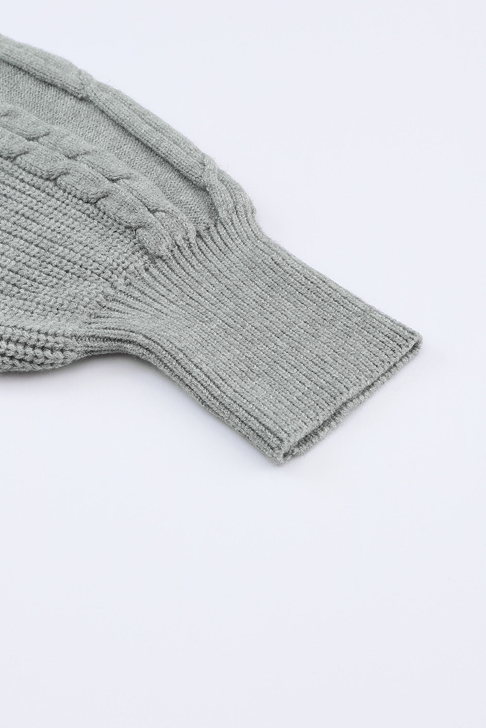 LIZAKOSHT  -  Cable-Knit Surplice Lantern Sleeve Sweater Dress