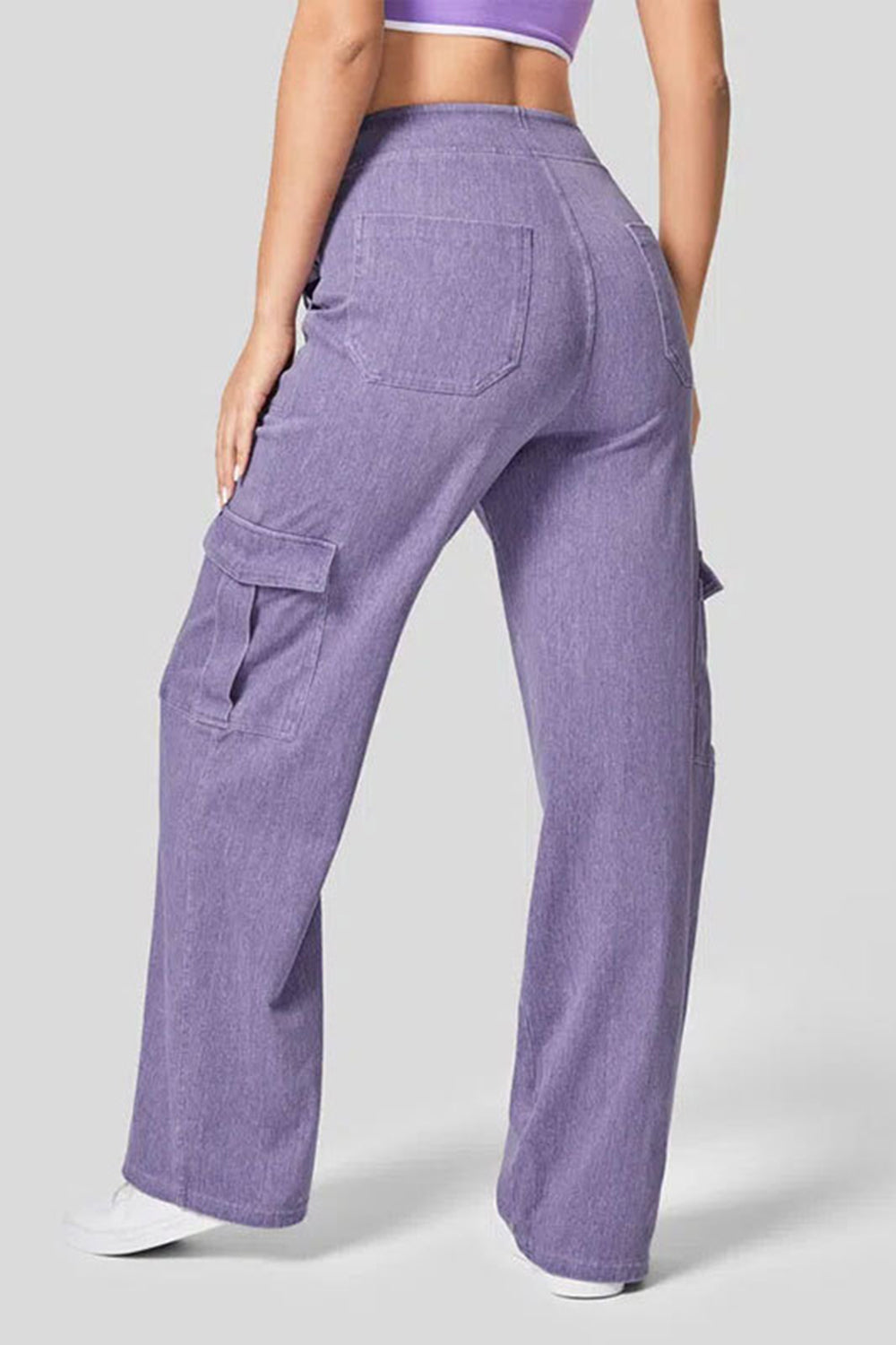 LIZAKOSHT  -  High Waist Straight Leg Cargo Jeans