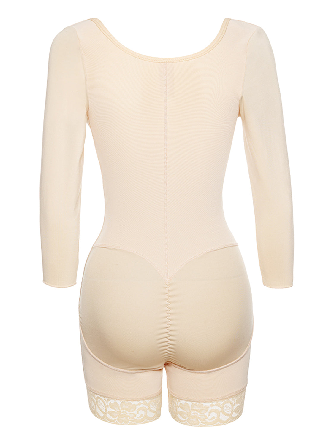 LIZAKOSHT  -  Full Size Zip Up Lace Detail Long Sleeve Shapewear