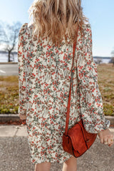 LIZAKOSHT  -  Floral Round Neck Long Sleeve Dress