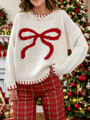 LIZAKOSHT  -  Bow Round Neck Long Sleeve Sweater