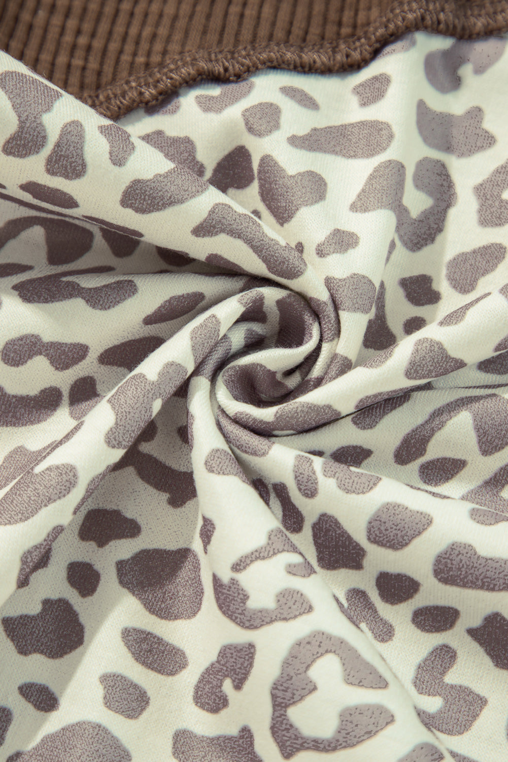 LIZAKOSHT  -  Leopard Ribbed Patchwork Drawstring Hoodie