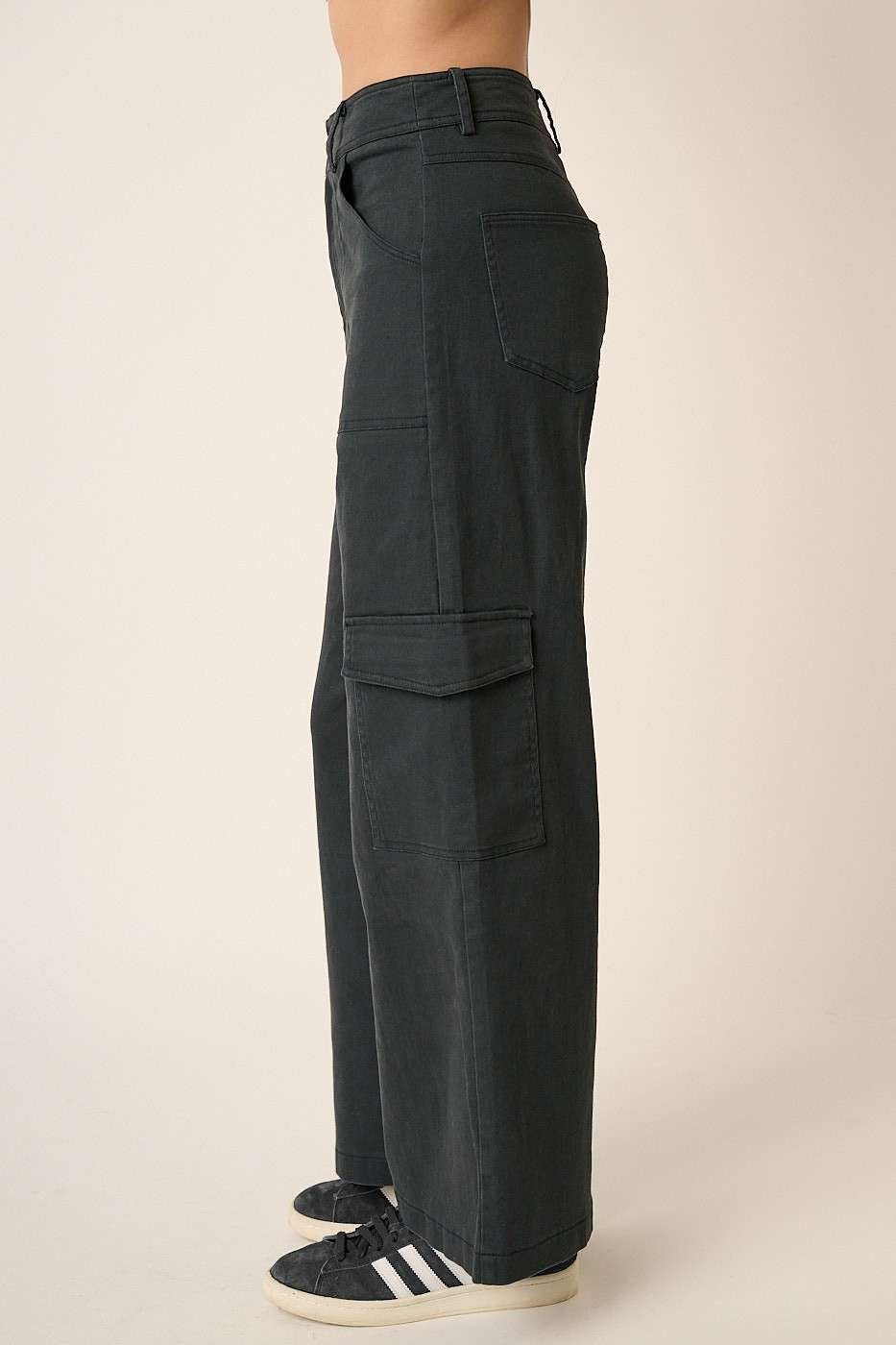 LIZAKOSHT  -  Mittoshop Wide Leg High Waist Pants with Cargo Pockets