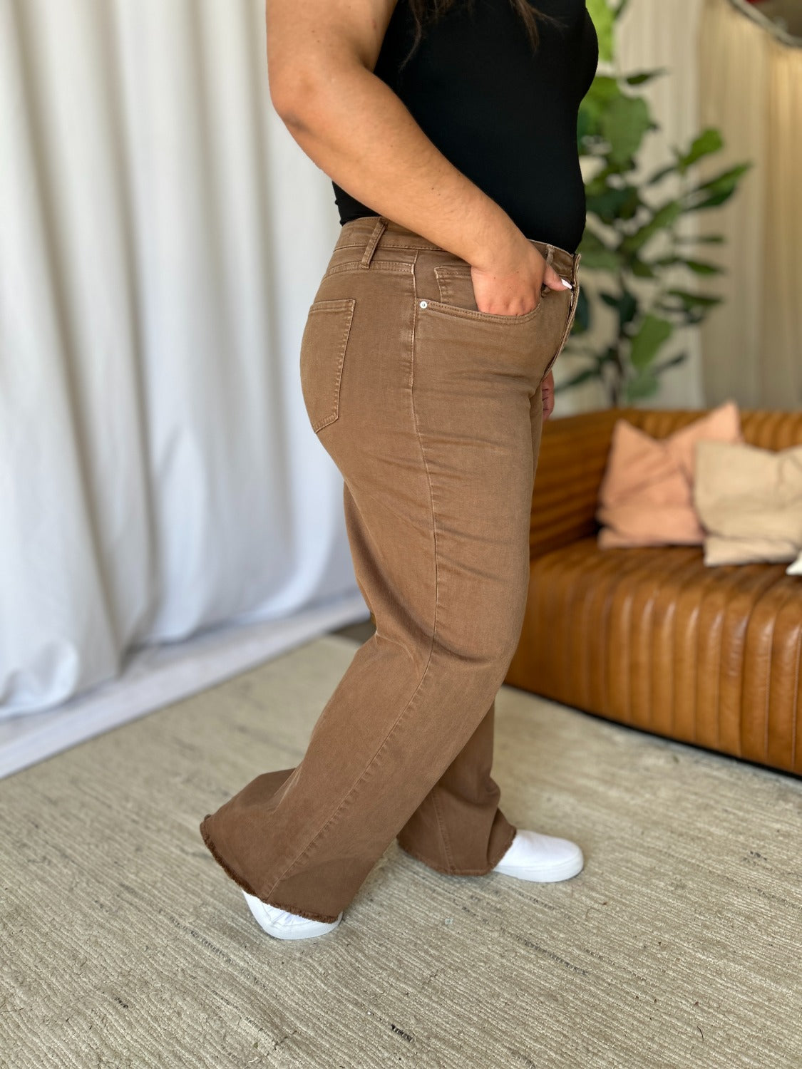 LIZAKOSHT  -  RFM Full Size High Rise Garment Dye Wide Leg Jeans