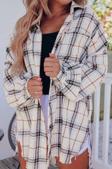 LIZAKOSHT  -  Plaid Button Up Long Sleeve Shacket