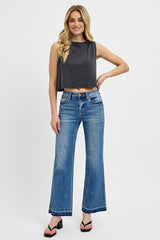 LIZAKOSHT  -  Full Size Raw Hem Ankle Bootcut Jeans Plus Size
