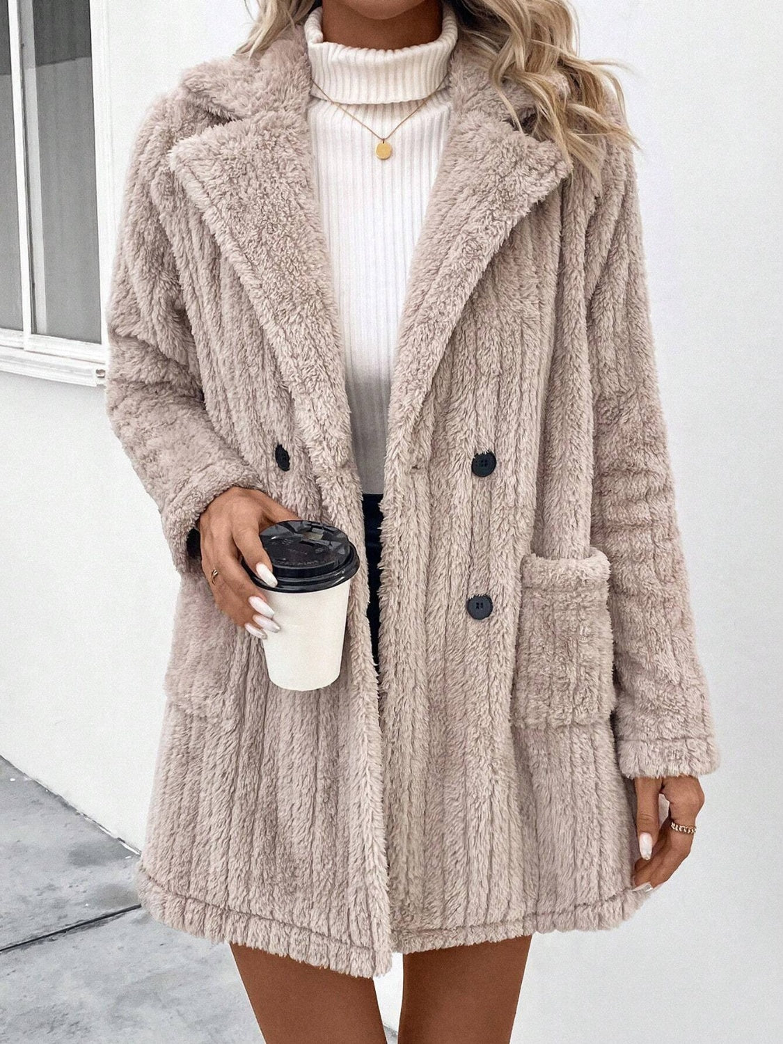 LIZAKOSHT  -  Button Up Long Sleeve Coat with Pockets