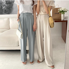 Lizakosht Designer Elegant Suit Pants Women Summer Slim Casual Korean Fashion Wide-legged Pants Solid High-waist Office Lady Clothing