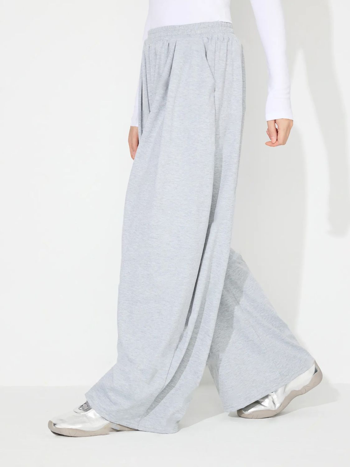 LIZAKOSHT  -  Elastic Waist Wide Leg Pants with Pockets