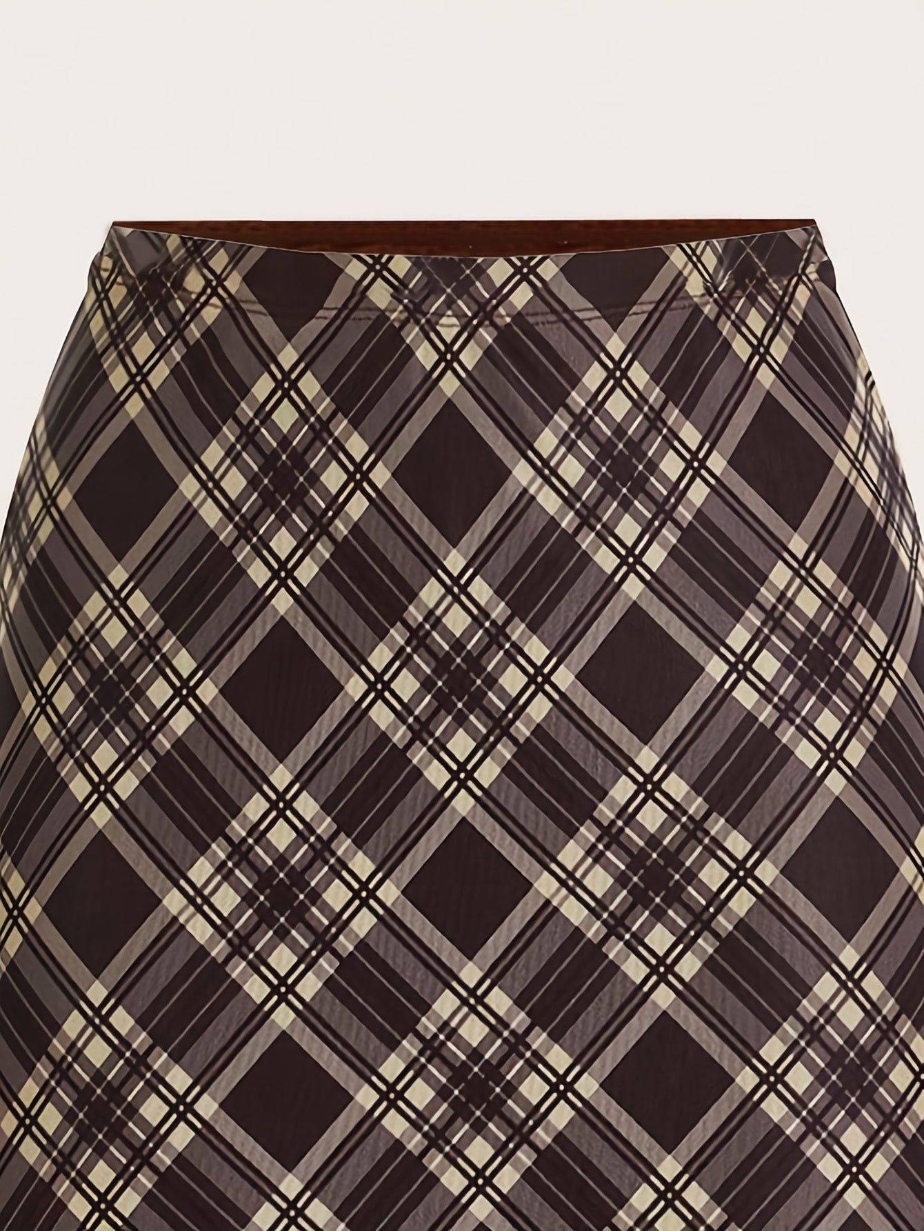 LIZAKOSHT  -  [Chic Plaid Mesh Skirt] High Waist Plaid Mesh Skirt - Non-Stretch Polyester, Machine Washable - Chic Women's