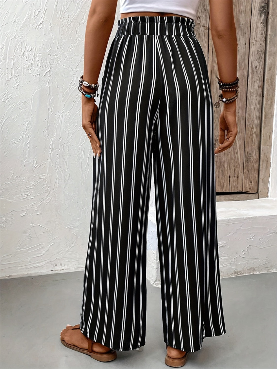 LIZAKOSHT  -  Striped High Waist Wide Leg Pants