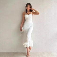 Lizakosht Autumn Women's Hip Wrap Slim Casual Street Shot Lace Panels Show Chest Strap Dress