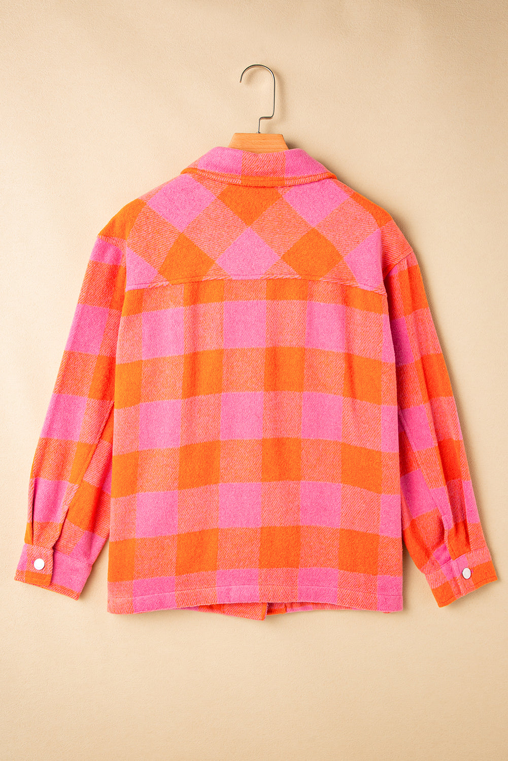 LIZAKOSHT  -  Plaid Collared Neck Button Up Jacket