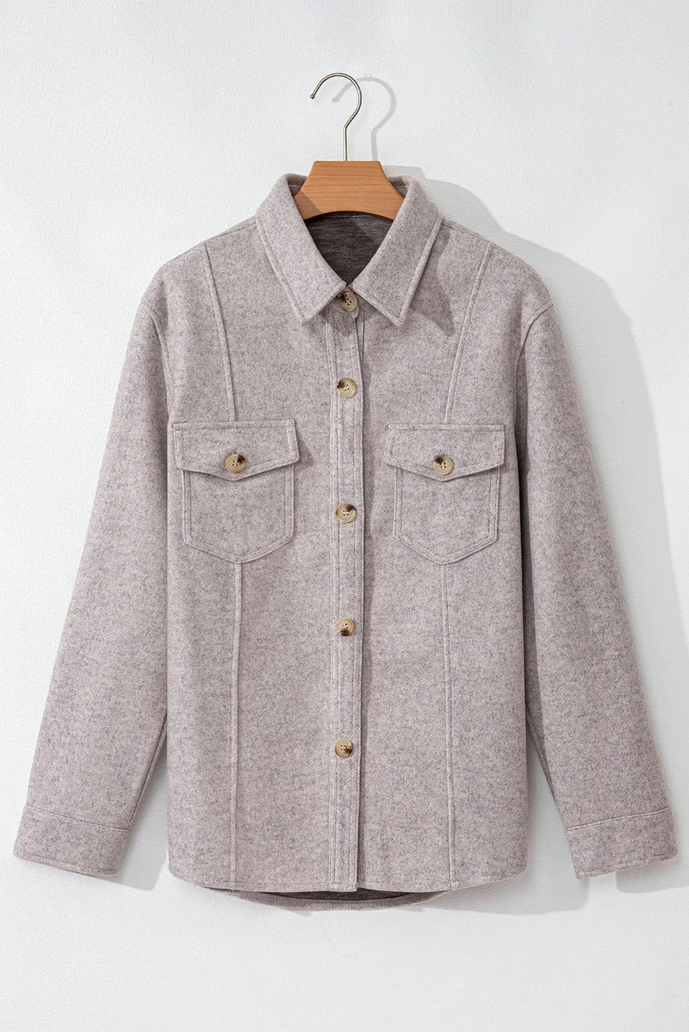 LIZAKOSHT  -  Button Up Collared Neck Long Sleeve Jacket