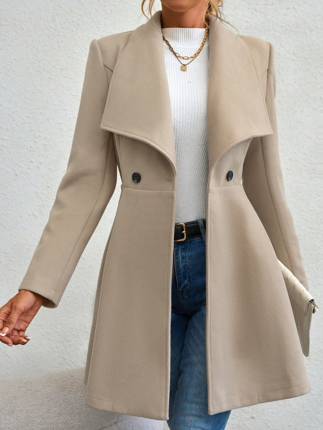 LIZAKOSHT  -  Collared Neck Button Up Long Sleeve Coat
