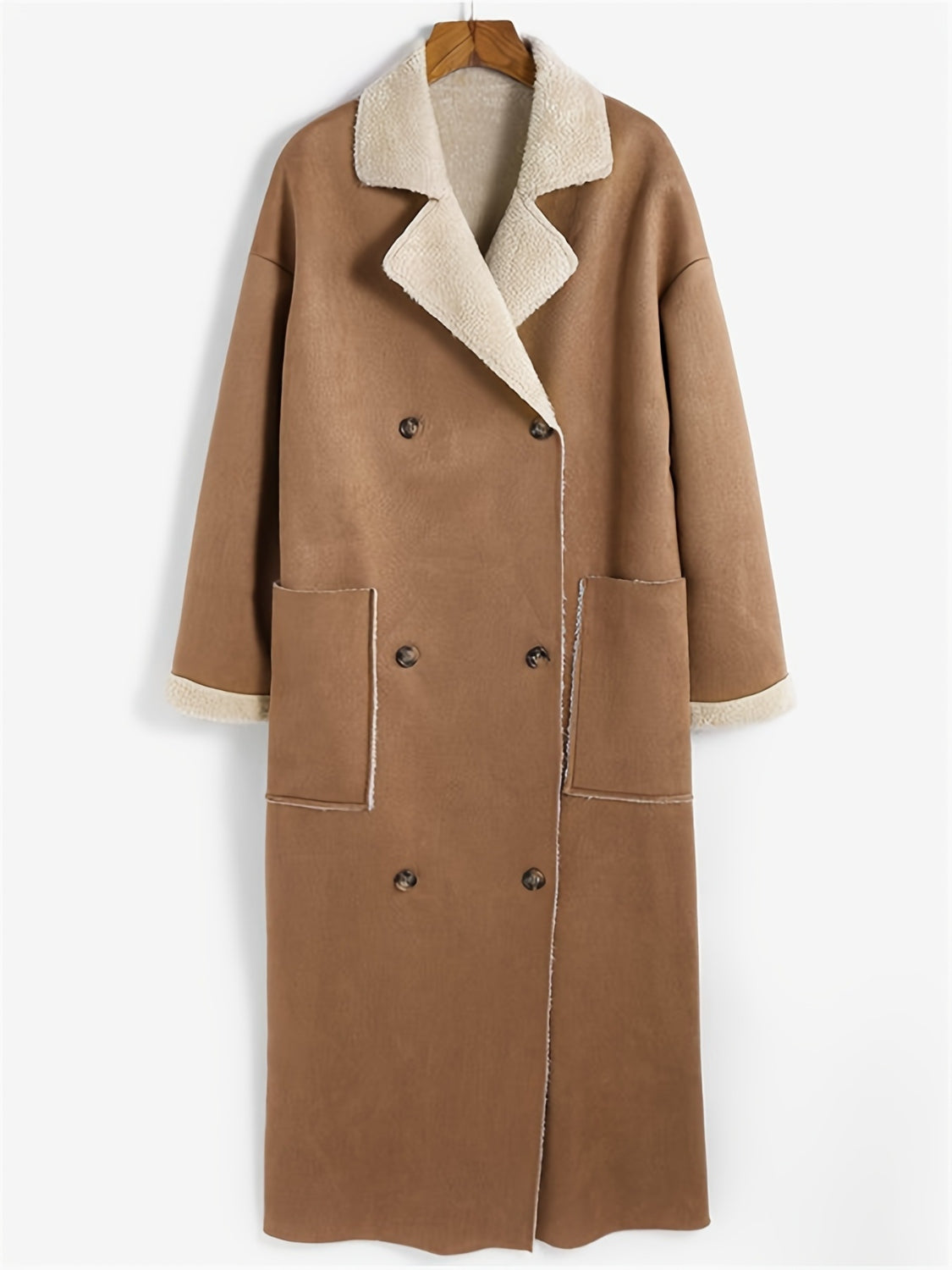 LIZAKOSHT  -  Plus Size Drop Shoulder Sherpa Longline Coat
