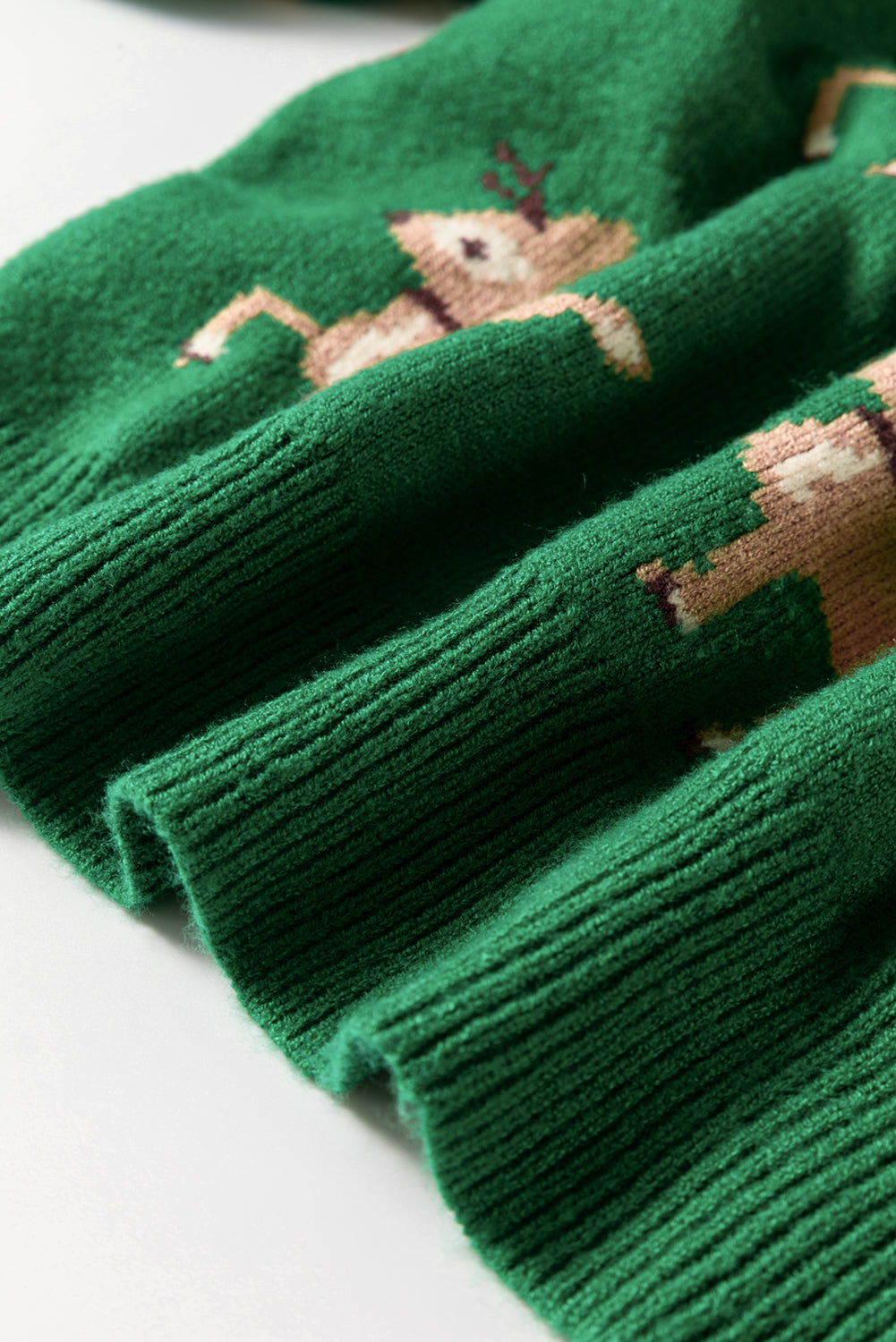 LIZAKOSHT  -  Reindeer Round Neck Drop Shoulder Sweater