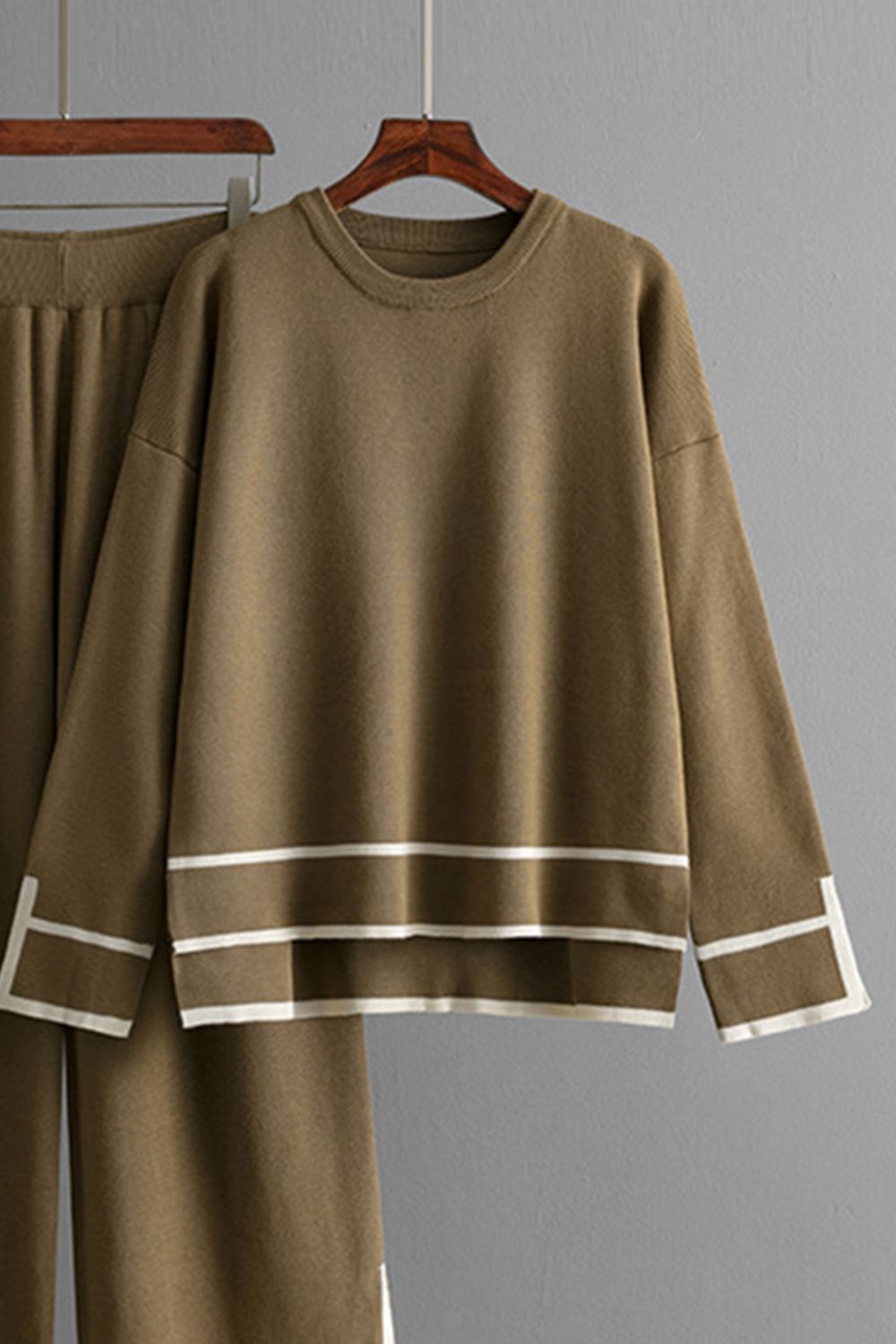 LIZAKOSHT  -  High-Low Round Neck Top and Pants Sweater Set