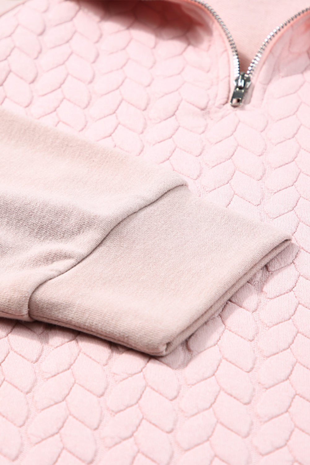 LIZAKOSHT  -  Textured Quarter Zip Long Sleeve Sweatshirt