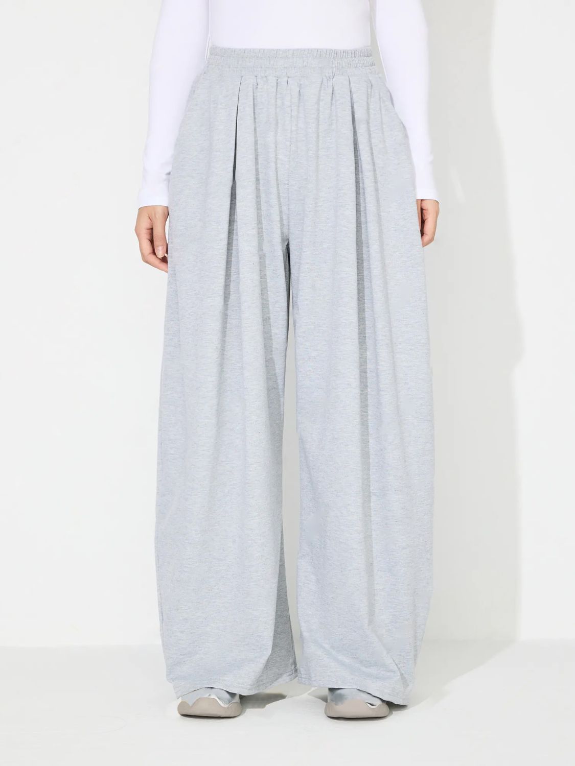LIZAKOSHT  -  Elastic Waist Wide Leg Pants with Pockets