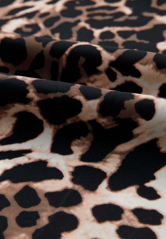 LIZAKOSHT  -  Contrast Trim Leopard Round Neck Top and Pants Lounge Set