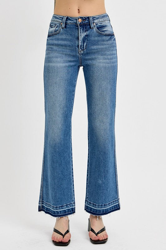 LIZAKOSHT  -  Full Size Raw Hem Ankle Bootcut Jeans Plus Size