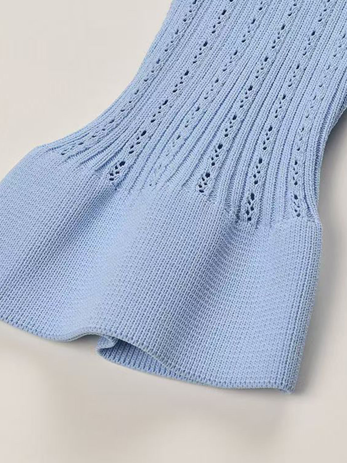 LIZAKOSHT  -  Ruffled V-Neck Top and Midi Skirt Sweater Set