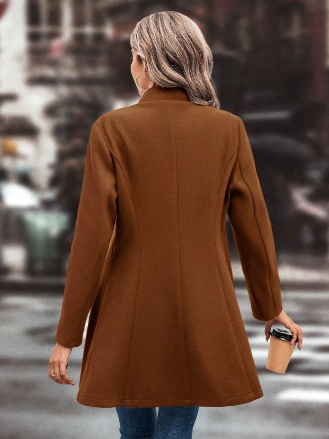 LIZAKOSHT  -  Collared Neck Button Up Long Sleeve Coat