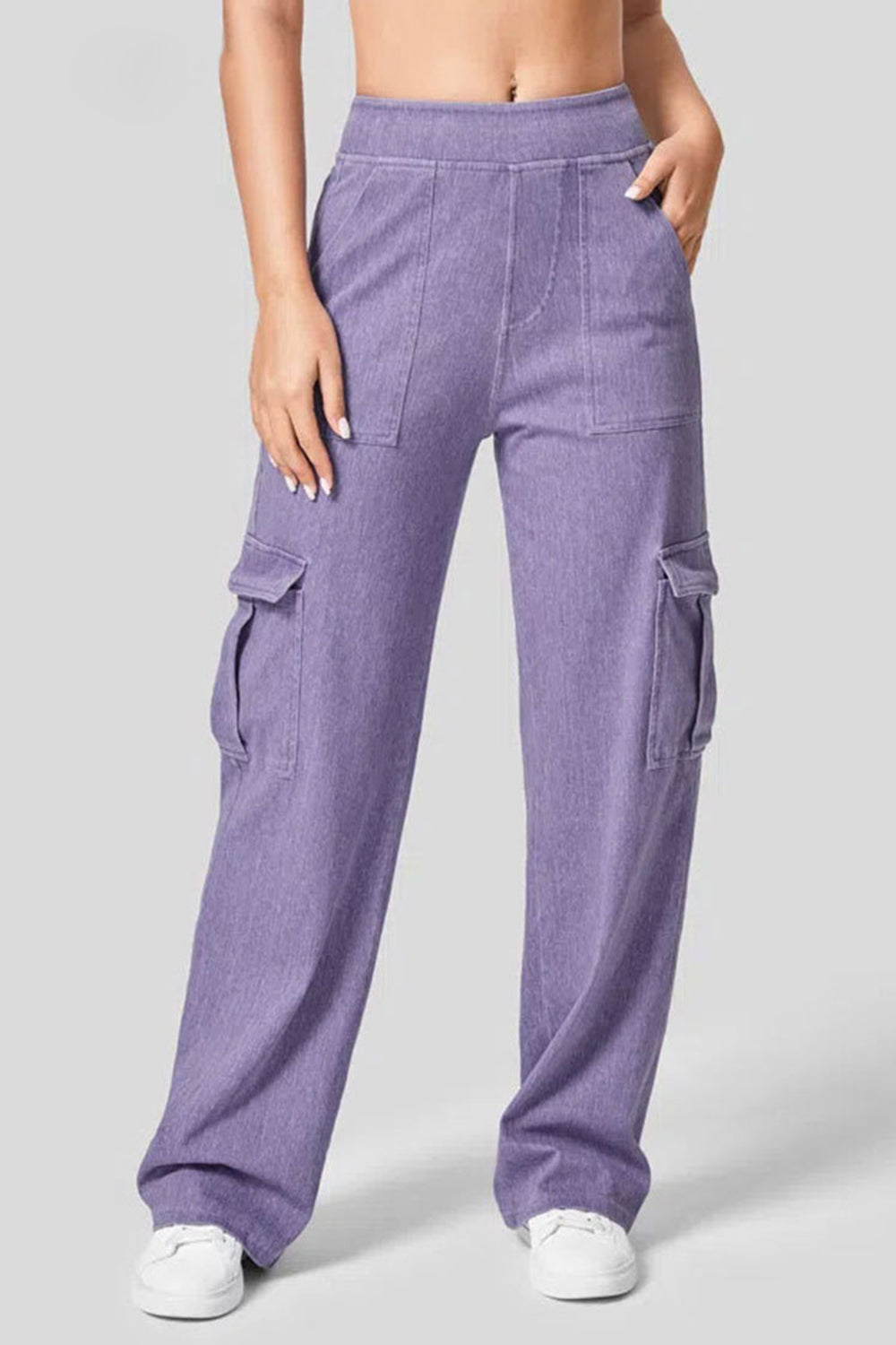 LIZAKOSHT  -  High Waist Straight Leg Cargo Jeans