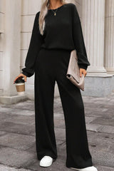 LIZAKOSHT  -  Round Neck Long Sleeve Jumpsuit