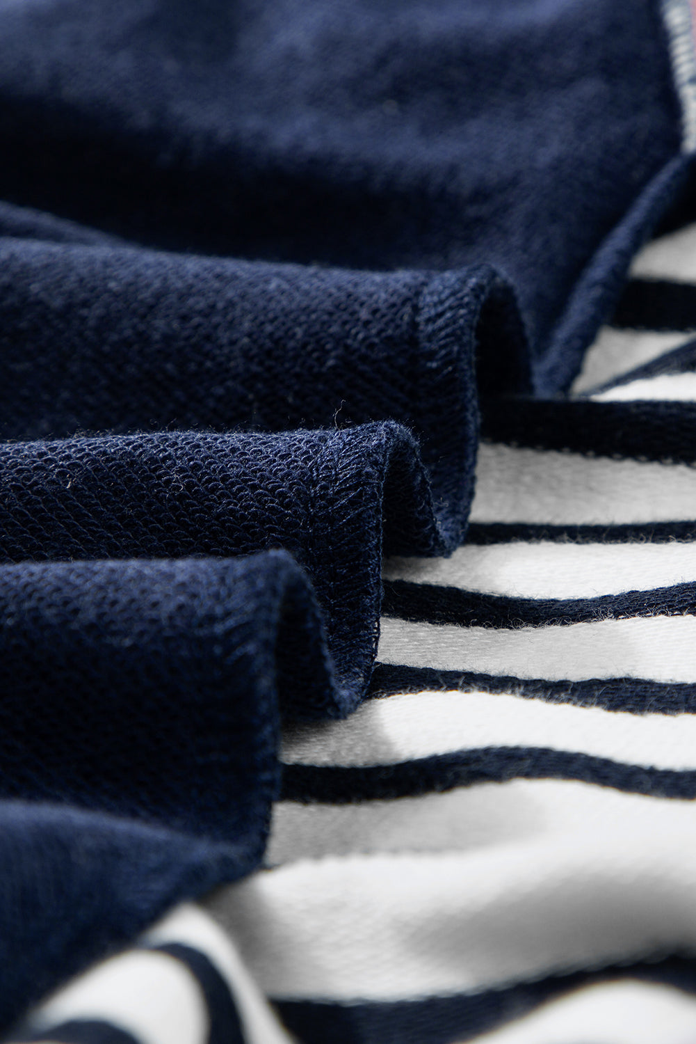 LIZAKOSHT  -  Exposed Seam Striped Long Sleeve Sweatshirt