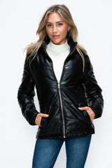 LIZAKOSHT  -  How Dare U Pocketed Zip Up Puffer Jacket with Removable Hood