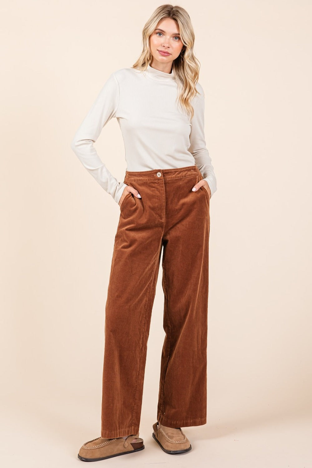 LIZAKOSHT  -  Mittoshop Corduroy Back Elastic Waist Pants