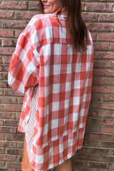 LIZAKOSHT  -  Plaid Collared Neck Long Sleeve Shirt Dress